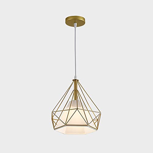 Suspension industrielle blanche cage en métal et tissu blanc E27