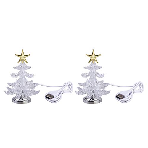 Lámpara de Mesa Navidad LED Árbol x 2 USB Acrílico miniatura 1