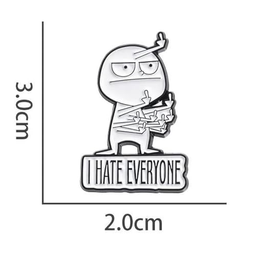 Image of I Hate Everyone Funny Brooch - Interactive Mood Expressing Enamel Pin, White Elephant Gift for Women & Men