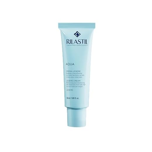 Rilastil Aqua Crema Legere, Idratante e Riequilibrante con Acido Ialuronico, Texture Leggera e Non Grassa, Ottima come Base per il Trucco, Adatta e Pelli Normali e Miste, Confezione 50ml