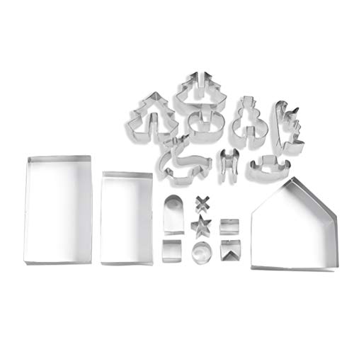 BESTONZON Conjunto de cortadores de biscoito de Natal 3D 18 peças de aço inoxidável moldes de bolo d