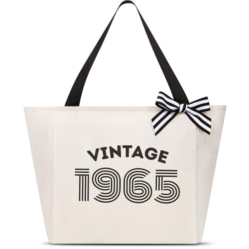 Vavabox 60. Geburtstagsgeschenk Damen Luxus 60. Geburtstag Tote Bag, Jahrgang 1965 Designer-Handtasche für Großmutter & reife Frau