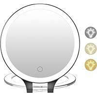 FASCINATE Rechargeable Makeup Vanity Mirror with Lights, Light Up Vanity Mirror for Dressing Table Bathroom Desk, Dimming Touch Sensor Portable Travel Mirror with Detachable 10X Magnifying
