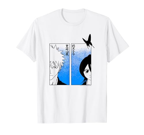 Bleach Ichigo & Rukia Half Faces with Jigokucho Anime T-Shirt