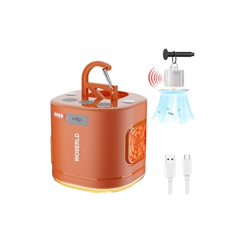 Luz portátil para camping, ventilador de camping y luces ultrasónicas 3 en 1 para tienda de campaña, batería recargable por USB, batería de 1200 mAh, luz LED para exteriores y luz SOS, con imán de