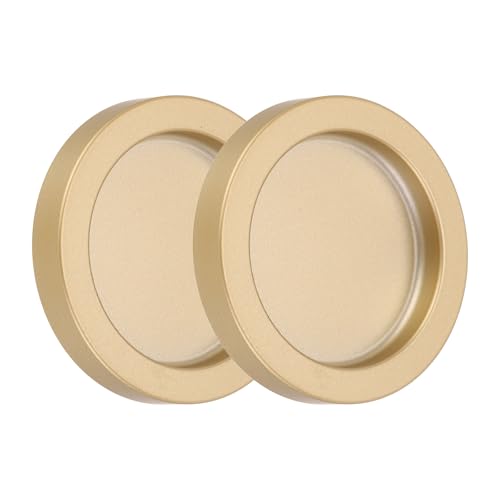 QUARKZMAN 2PCS Maniglie rotondo Per Porte Doccia In Vetro Scorrevole, Maniglie Per Porte Bagno Back-To-Back In Lega Di Alluminio, Adesive A Stick Per Porte Scorrevoli Tasche, Oro