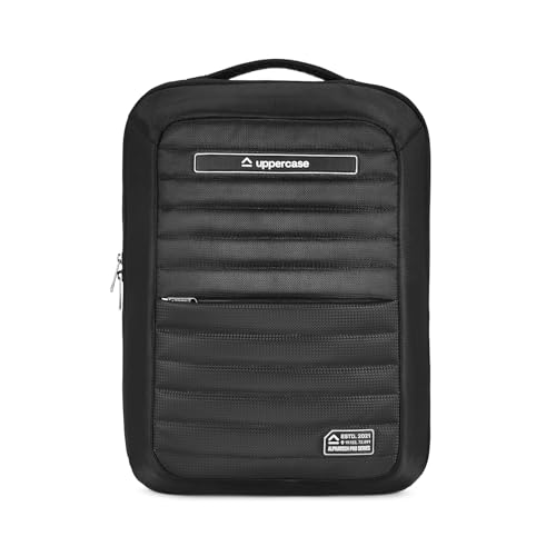 Image of uppercase Levl Alphatech Padded 15.6 inch Laptop & iPad Compartment Pro Backpack for Men & Women - Sleek Bag with Snaplift Tech, Side Passport Pocket, Internal Bottle Holder with Premium Handles