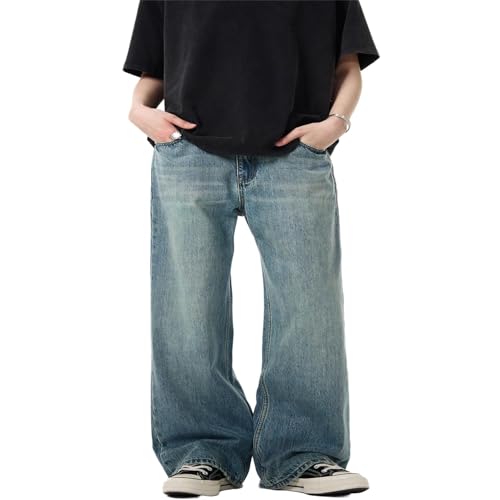 Men's Jeans Vintage Washed Denim Jeans Loose Fit Trouser for Men2