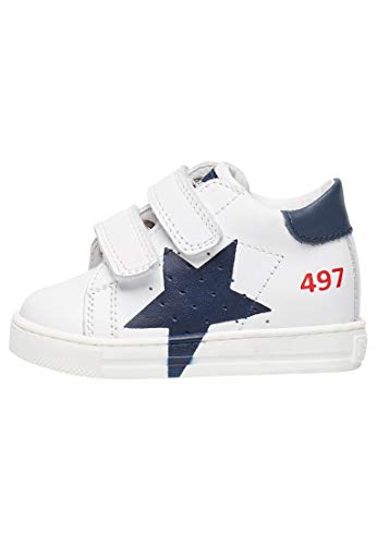 Falcotto Salazar VL-Sneakers en Cuir de Veau avec étoile-Blanc Blanc-Bleu 20 Cover