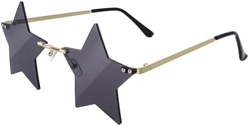 SUMERSHA Rimless Star Shape Sunglasses Personality Star Sun Glasses for Women Men Party Glasses Pentagram Eyewear