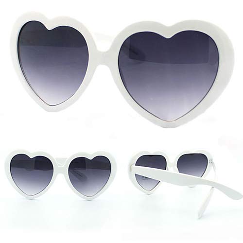 Livecitys Mode Homme Femme été Drôle Amour Forme De Coeur Lunettes De Soleil Lunettes De Soleil Cadeau pour Accessoire De Déguisement Hippie Blanche Cover
