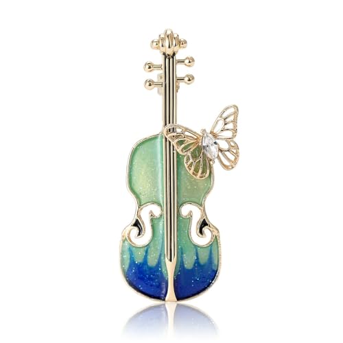 Broche violon en relief pour costume, bijou bohème de créateur avec joli papillon