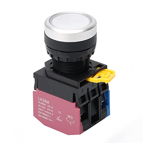 Starelo 22Mm Momentary Push Button Switch 660V 10A White Led Self-Reset 1No 1Nc.(White) #TOP3