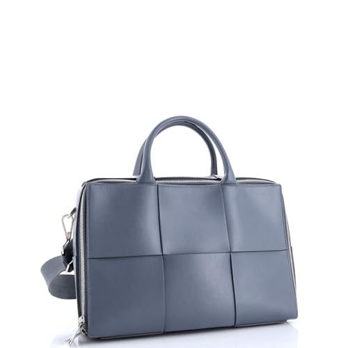 Pre-Loved Arco Briefcase Maxi Intrecciato Leather Medium, Blue2