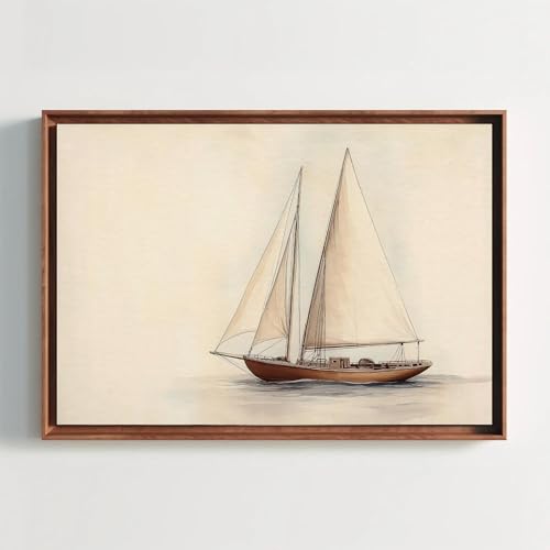 Voilier impression aquarelle sur toile pour habiller un grand mur vide style rétro marine