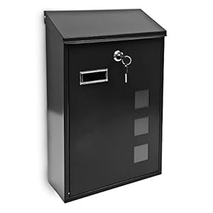 Design brievenbus van metaal 25 x 40 cm groen/wit/zilver/zwart zwart