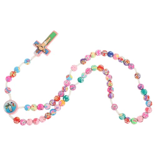 Holibanna Collar para Mujer Colgante de Cruz en Madera y Arcilla Polimérica, Ligero y Cómodo para Uso Diario y Fiestas, Diseño Delicado y Moderno