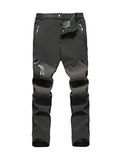 Herren Softshell Fleece gefütterte Wanderhose Outdoorhose Trekkinghose Thermo Freizeithose Stretch Arbeitshose Winter Warm Thicken Wandern Skihose,Schwarz-Männer,4XL