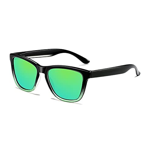 Lunettes de soleil polarisées carrées pour homme et femme miroir vert noir