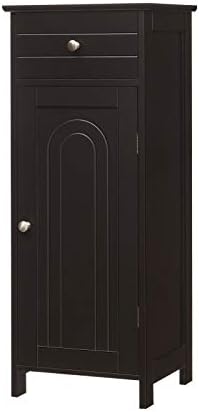 GLACER Floor Storage Cabinet, Multifunctional Freestanding Bathroom Storage Cabinet with Two Adjust Shelves, Ideal for Bathroom, Living Room or Bedroom, 14 x 12 x 34.5 inches (Brown)