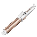 Hatteker Hair Curler Flat and Curling iron Curling Wand Straightening Iron Professional Ceramic 2 in 1 Straightener Hair Styling With LED Display for Frizzy Curly Thick Hair，Gold/Pink/Black，1 Inch