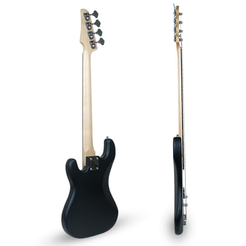 Image of Kadence PBBK Tennessee 46.5 inch Electric Bass Guitar (P-Style) | Solid Poplar Wood Body, Maple Neck | Split-Coil Pickup | Fixed Bridge | Gig Bag + Cable | Matte Black