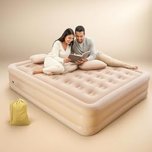 Inflatable Bed - Inflatable Elevated Air Bed with Built-in Pump, Soft Flocked Top, Ergonomic Support, Portable & Compact for Home, Travel, Camping & Guests (Double Bed)(200 * 150 * 40 CM)