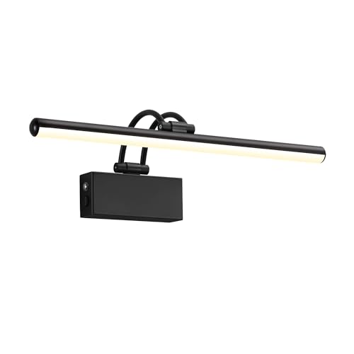 Image of KDG LED Cordless Wall Picture Light with Remote, 5200mAh Rechargeable Dimmable Art Lighting, Adjustable Swing Arm, Picture Frame Light for Gallery, Living Room, Hallway, 16.3 inch, Black