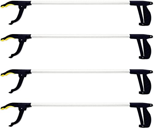 KARAN KING Pack of 4 Rubbish Picker, Heavy Duty Light Weight Litter Picker With Magnetic Pick up, Easy Grab Garbage Picker