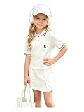 Sywiyi Mädchen Golfkleid Tennisanzug Tenniskleid Sportkleid Sportbekleidung Weiß 110-116
