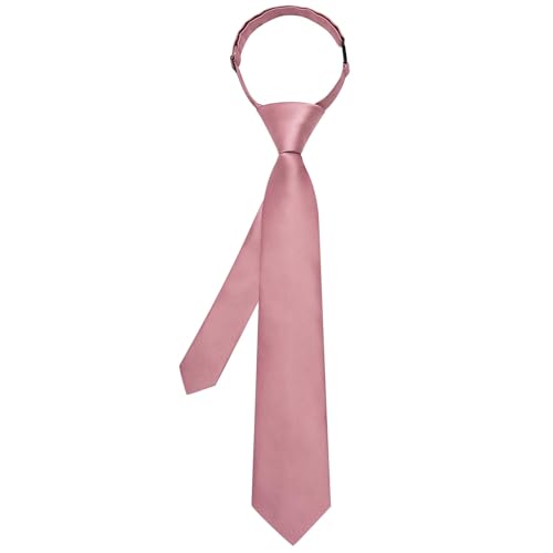 Image of Hi-Tie Pretied Boys Ties Solid Color Kids Adjustable Necktie Lapel Pin Clip Set Age 8-12 Wedding School Graduation