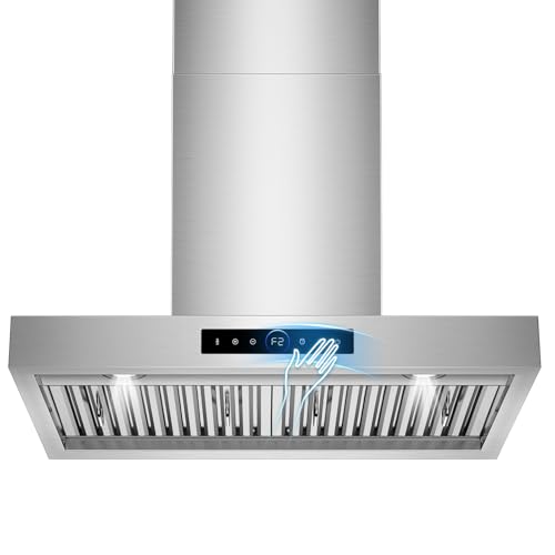 30 inch Range Hood Wall Mount, 1200 CFM with 4-Speed Gesture Sensing & Touch Control, Stainless Steel Ducted Kitchen Stove Vent Hoods with 2 LED Lights, Time Setting, Dishwasher-Safe Baffle Filters
