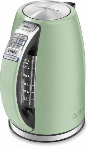 Cuisinart PerfecTemp 1.7-Liter Electric Kettle, Cordless Electric Tea Kettle, 1500W for Fast Heat-Up, 6 Preset Temperatures, 30-Minute Keep Warm, Stay Cool Nonslip Handle, Pistachio Stainless
