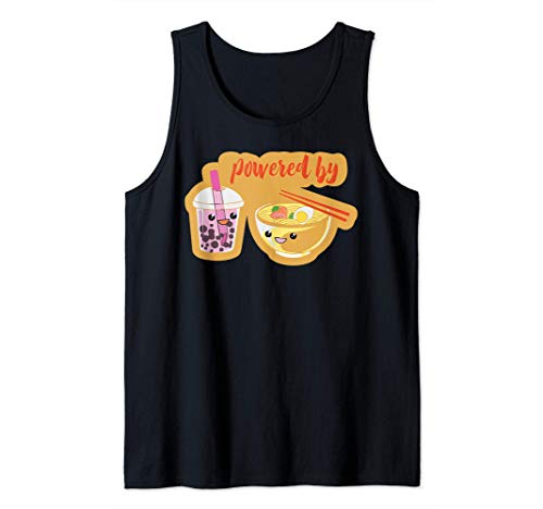 Powered By Té De Burbujas Ramen Fideos Japoneses Divertidos Camiseta sin Mangas