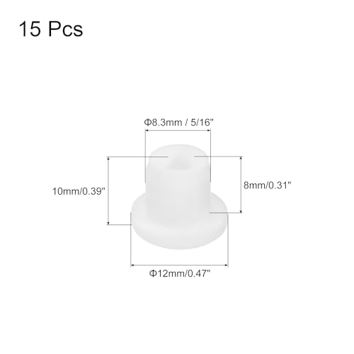 Image of MECCANIXITY 15pcs T-Shaped Silicone Plugs 8.3mm 5 /16 Inch Dia Snap in Plug Hole Seal Cover Round Rubber Stopper for Kitchen Rubber Bulkheads Waterproof Sealing Plugs White