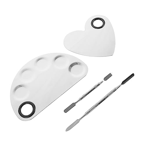 Gogogmee Professional Nail Art Palette Set 2pcs Steel Mixing Plates Spatulas Artist Mixing Tray Smooth Finish