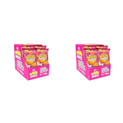 Walkers Crisps Wotsits Giants Prawn Cocktail Snacks 105g (Case of 9) (Pack of 2)