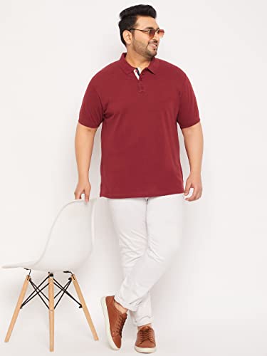 Image of Club York Men Cotton Blend Half Sleeve Polo Neck Solid Plus Size T-Shirt