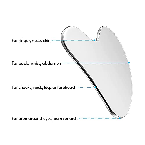 Eastdall Ferramenta Gua Sha de aço inoxidável para terapia facial Cuidados com a pele facial Desinto