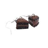 Devil's Chocolate Cake Slice Earrings Handmade Mini Faux Food Jewelry Birthday Gift Christmas Hallow