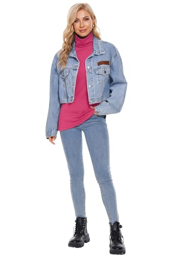 Image of TAIPOVE Cotton Fleece Lined Turtleneck Top for Women Long Sleeve Mock Turtle Neck Lightweight Sweater Thermal Underwear Shirt