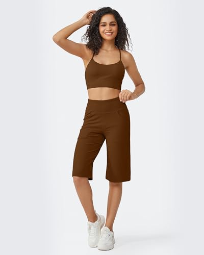 Image of Promover 14 inch /21 inch /23 inch /25 inch Inseam Capri Pants for Women Wide Leg Yoga Cropped Pants with Pockets Loose Casual Summer Pant