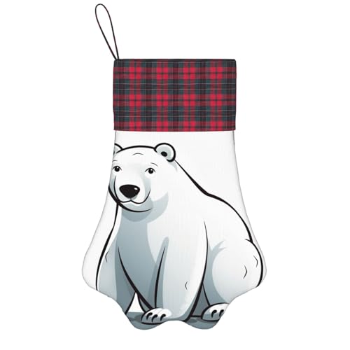 ALLiYa Calcetines de Navidad con diseño de pata de perro de oso polar, calcetines colgantes para chimenea, patrón de patas, decoración navideña, negro, talla única grande