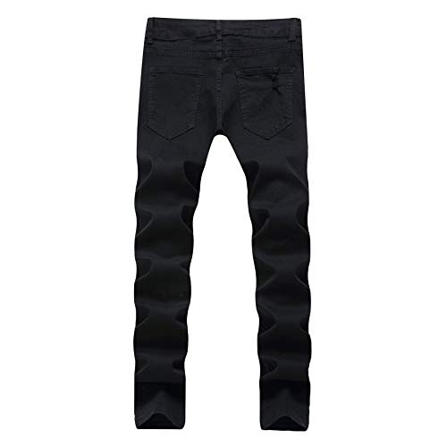 Andongnywell Men's Slim Fit Stretch Destroyed Skinny Zipper Denim Pencil Pants Causal Slim Fit Stretch Ripped Jeans2