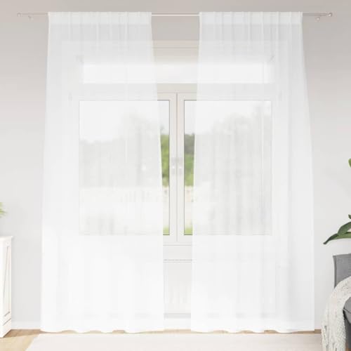 Voilage blanc en polyester de qualité supérieure 245 x 140 cm - 2