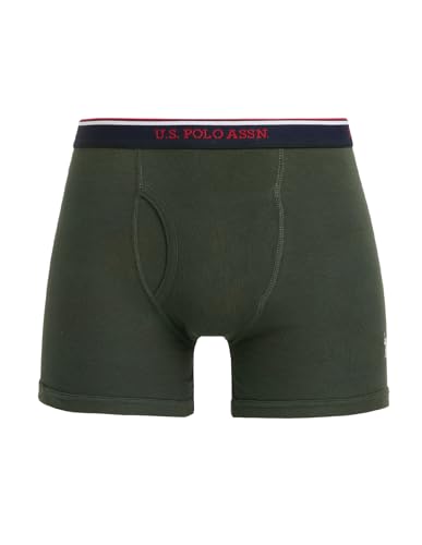 Image of U.S. Polo ASSN. Men's I667 Ribbed Cotton Mid Rise Underwear Trunks - Pack of 1