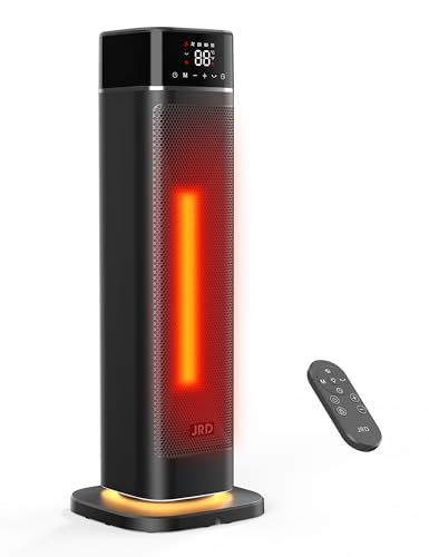 JRD 24' Fast Heating Space Heater, Portable Electric Heater with Remote, Night Light, 80° Oscillation, 4 Mode, Overheat & Tip-Over Protection, Ceramic Heat for Bedroom Office