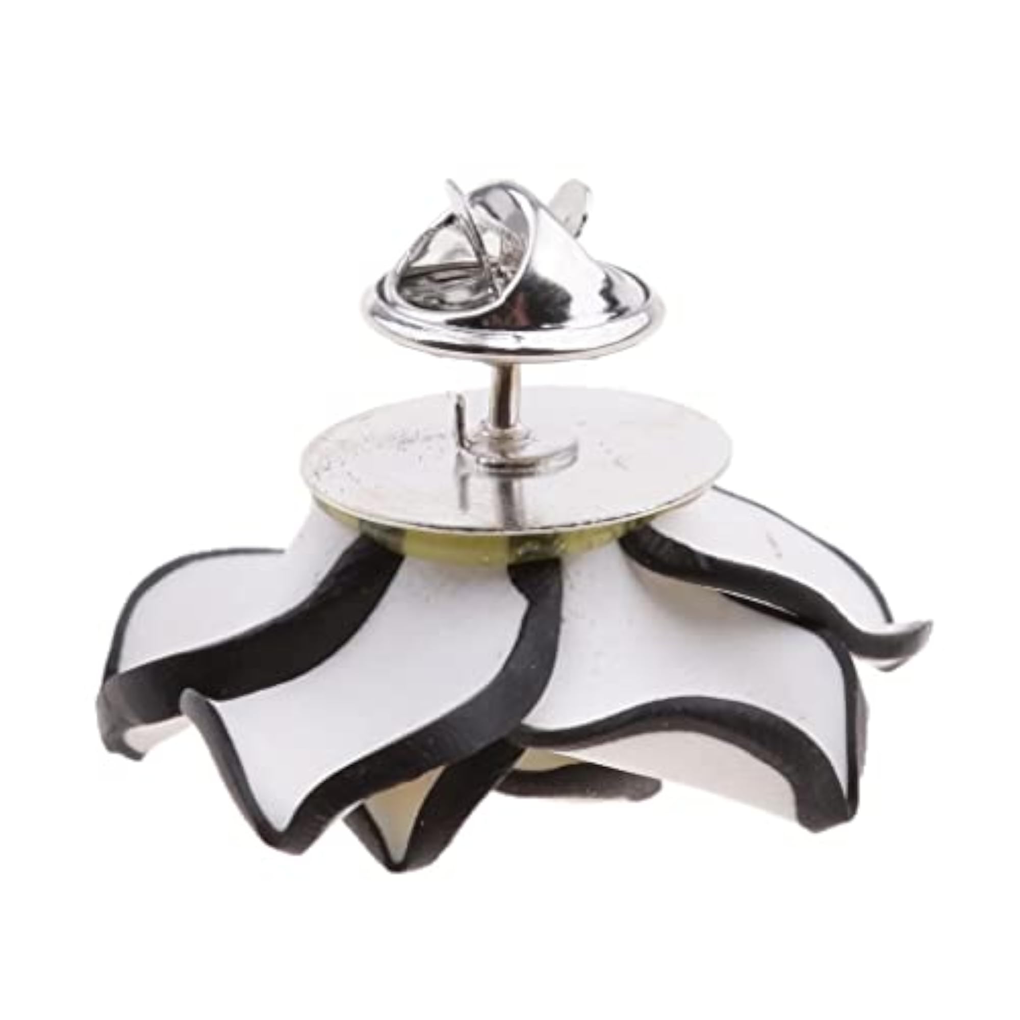Handmade White Polymer Clay Flower Brooch with Box