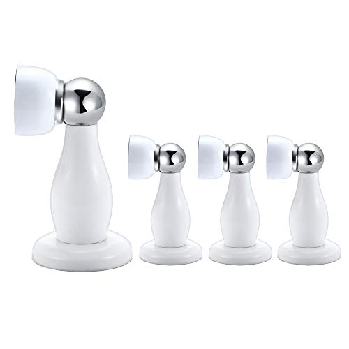 4x Topes para Puertas Magnético de Acero Inoxidable - Material de Fijación para Suelo y Pared incluido Cover