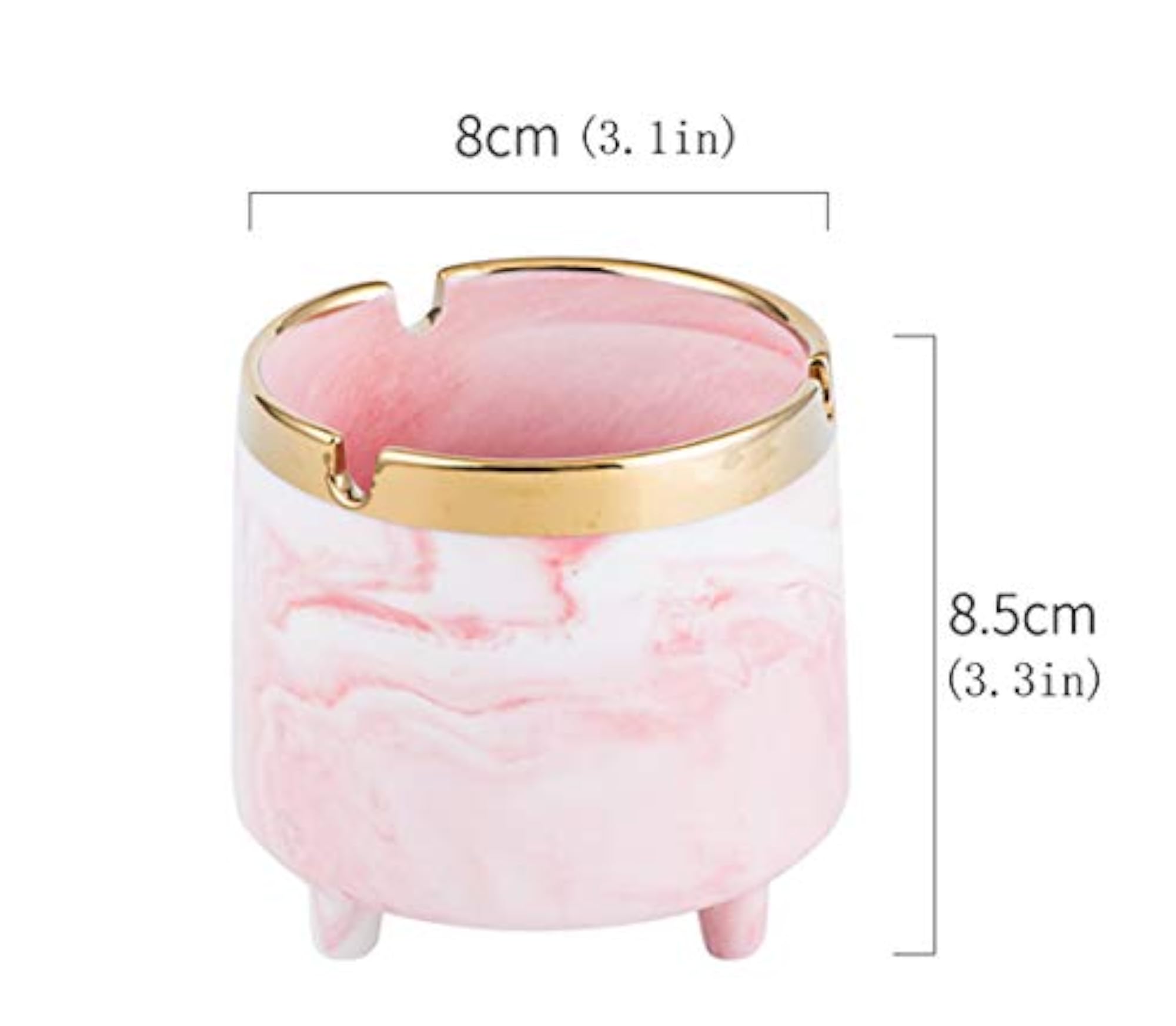 Windproof Ceramic Ashtray, Modern Marble Pink Design
